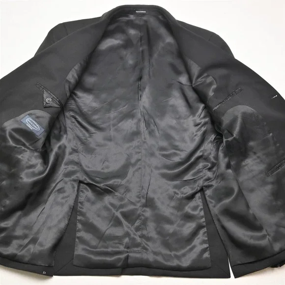Pronto Uomo 40R 34x32 Black 100% Wool Mens Jacket Pants Suit